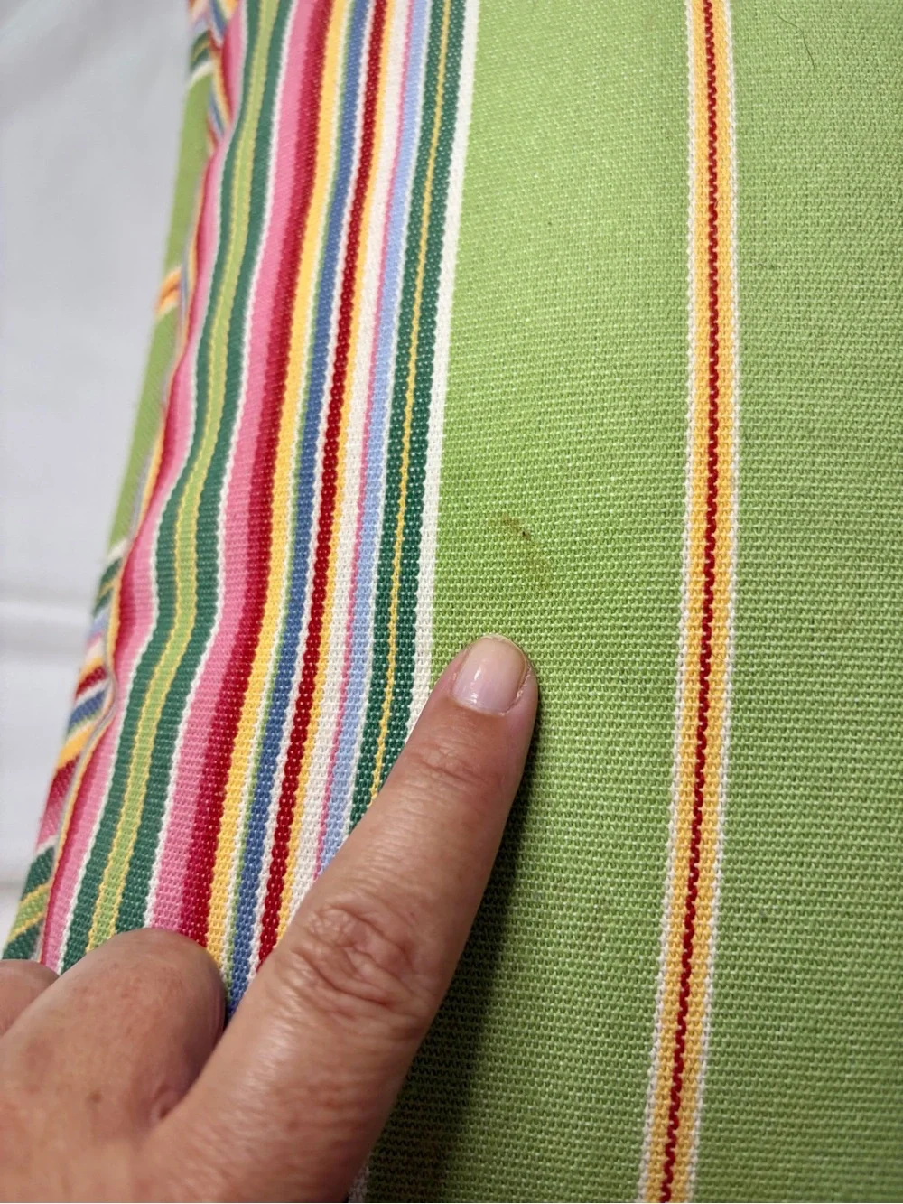 Pottery Barn Green Multi Color Stripe Colorful Spring Accent Pillow 18 x 18